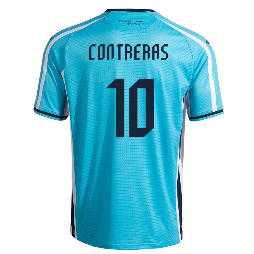 Danxen Hombre Camiseta Honduras Jaidyn Contreras #10 Azul Cielo Marino 2ª Equipación 26-28 La Camisa