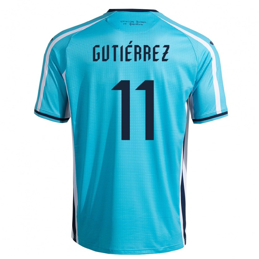 Danxen Hombre Camiseta Honduras José Gutiérrez #11 Azul Cielo Marino 2ª Equipación 26-28 La Camisa