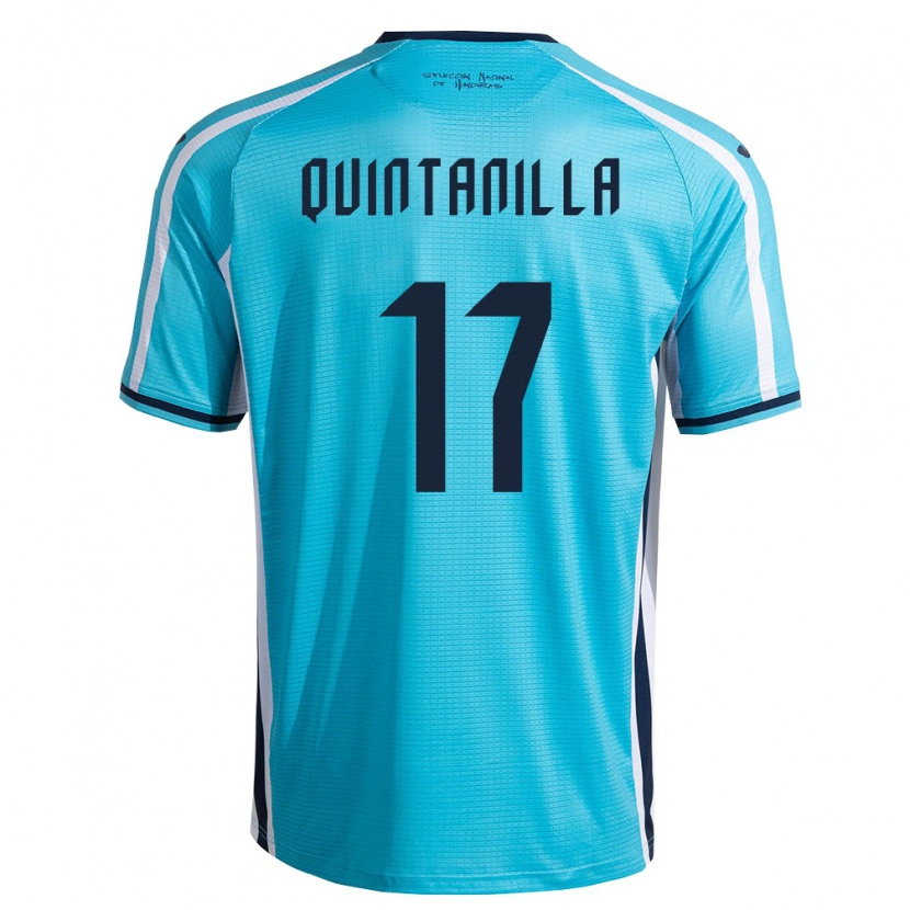 Danxen Hombre Camiseta Honduras Jayson Quintanilla #17 Azul Cielo Marino 2ª Equipación 26-28 La Camisa