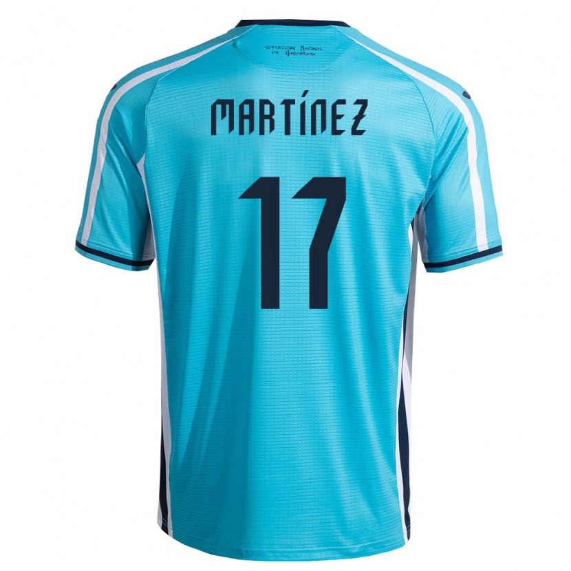 Danxen Hombre Camiseta Honduras Juan Martínez #17 Azul Cielo Marino 2ª Equipación 26-28 La Camisa