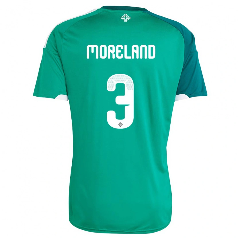 Danxen Mujer Camiseta Irlanda Del Norte Calum Moreland #3 Verde Blanco 1ª Equipación 26-28 La Camisa