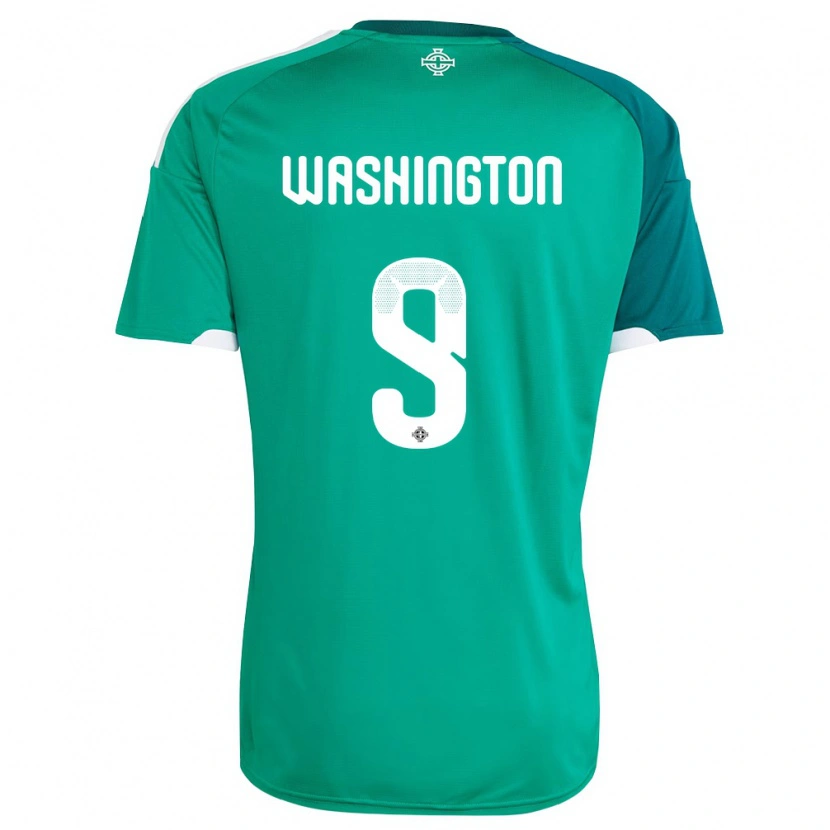 Danxen Mujer Camiseta Irlanda Del Norte Conor Washington #9 Verde Blanco 1ª Equipación 26-28 La Camisa
