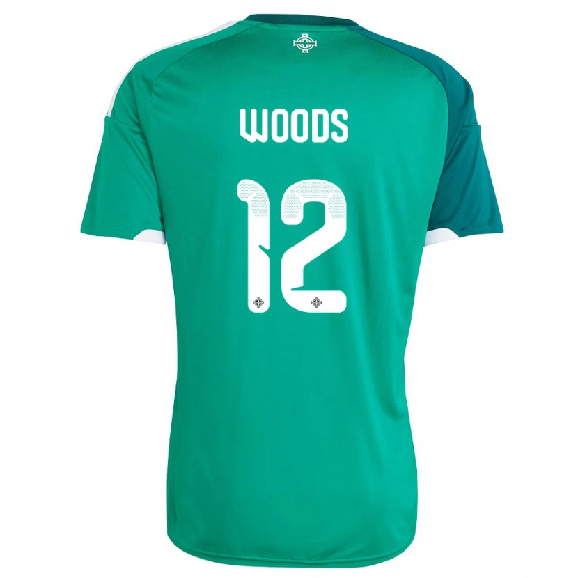 Danxen Mujer Camiseta Irlanda Del Norte Lilie Woods #12 Verde Blanco 1ª Equipación 26-28 La Camisa
