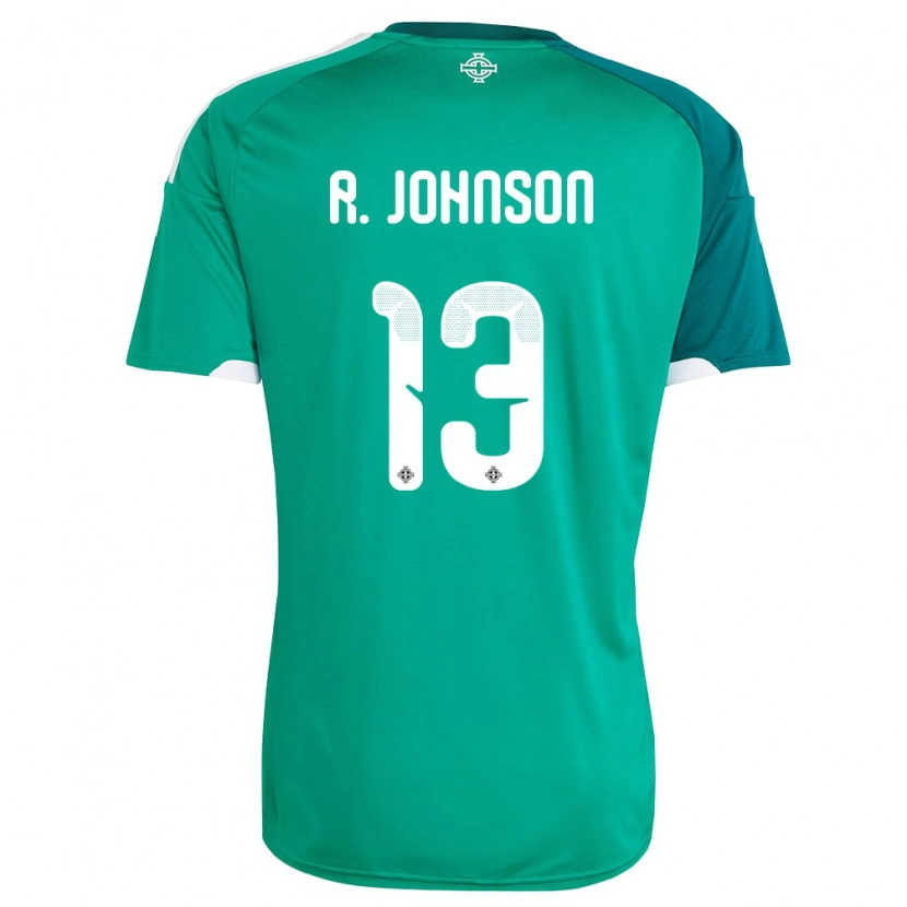 Danxen Mujer Camiseta Irlanda Del Norte Ryan Johnson #13 Verde Blanco 1ª Equipación 26-28 La Camisa