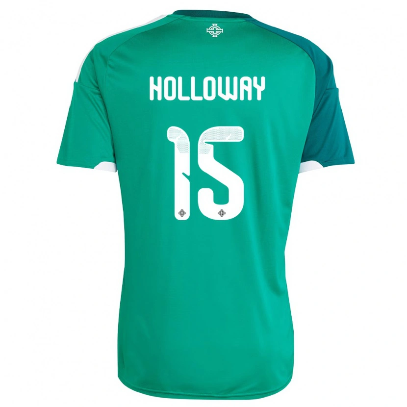 Danxen Mujer Camiseta Irlanda Del Norte Rebecca Holloway #15 Verde Blanco 1ª Equipación 26-28 La Camisa