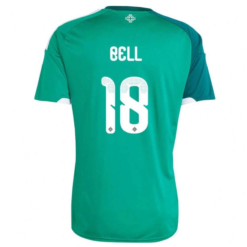 Danxen Mujer Camiseta Irlanda Del Norte Megan Bell #18 Verde Blanco 1ª Equipación 26-28 La Camisa