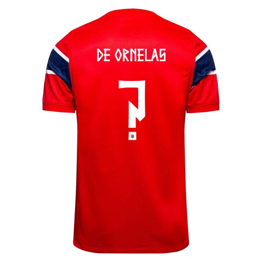 Danxen Mujer Camiseta Noruega David De Ornelas #0 Rojo Marino Blanco 1ª Equipación 26-28 La Camisa