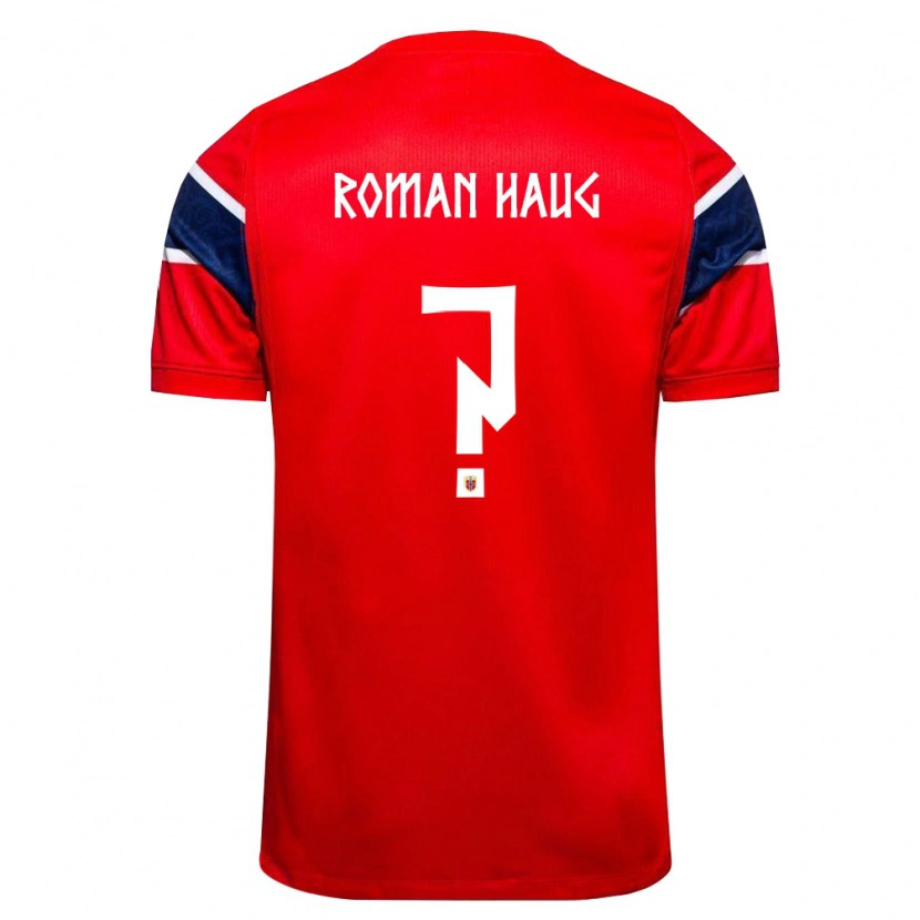 Danxen Mujer Camiseta Noruega Sophie Román Haug #0 Rojo Marino Blanco 1ª Equipación 26-28 La Camisa
