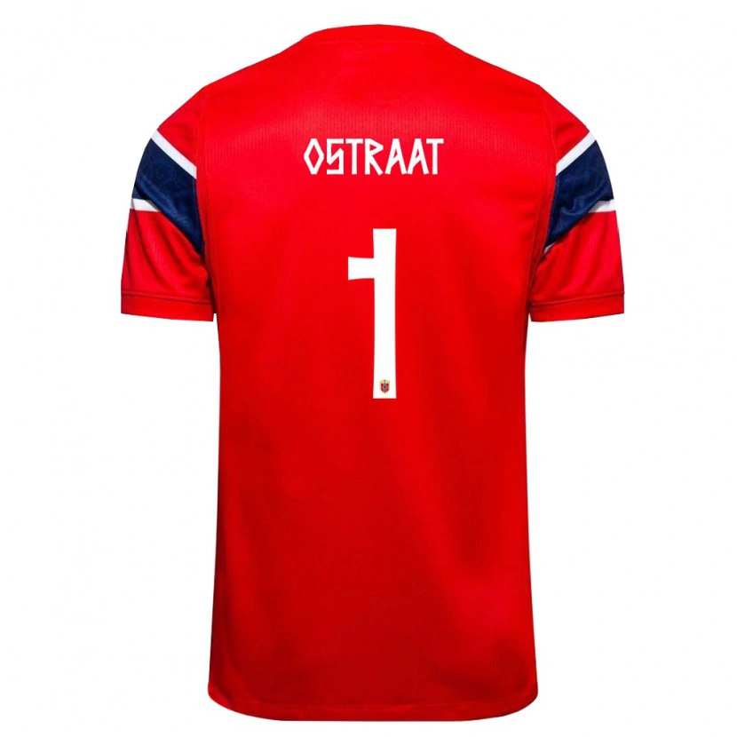 Danxen Mujer Camiseta Noruega Sander Østraat #1 Rojo Marino Blanco 1ª Equipación 26-28 La Camisa