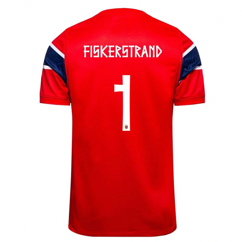 Danxen Mujer Camiseta Noruega Cecilie Fiskerstrand #1 Rojo Marino Blanco 1ª Equipación 26-28 La Camisa