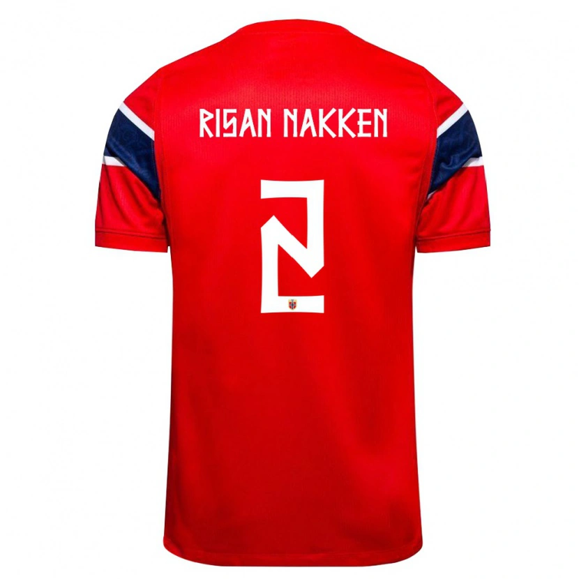 Danxen Mujer Camiseta Noruega Daniel Risan Nakken #2 Rojo Marino Blanco 1ª Equipación 26-28 La Camisa