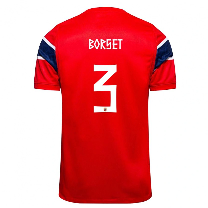 Danxen Mujer Camiseta Noruega Anders Børset #3 Rojo Marino Blanco 1ª Equipación 26-28 La Camisa