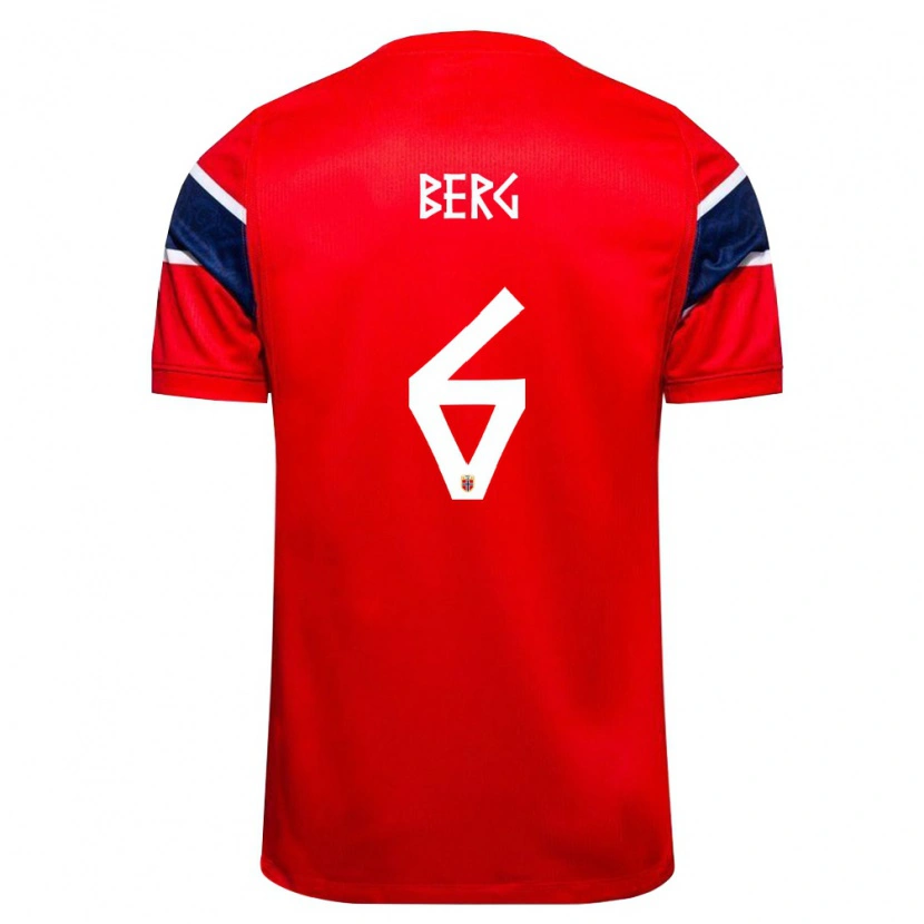 Danxen Mujer Camiseta Noruega Patrick Berg #6 Rojo Marino Blanco 1ª Equipación 26-28 La Camisa