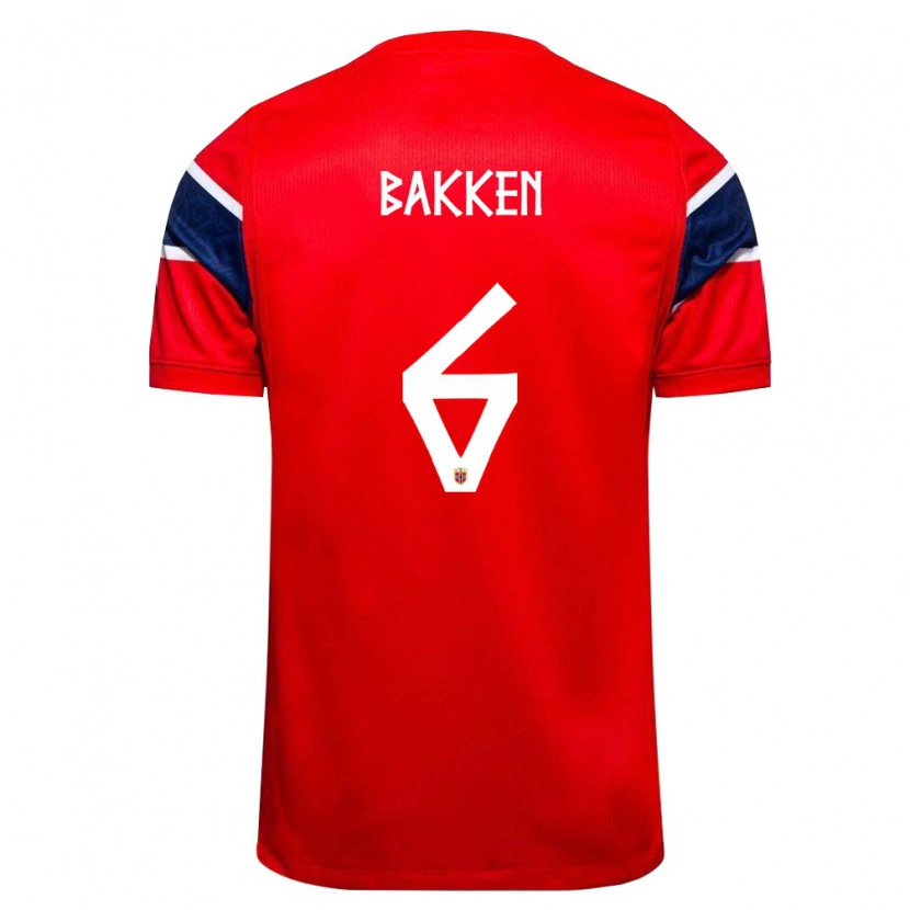 Danxen Mujer Camiseta Noruega Sondre Bakken #6 Rojo Marino Blanco 1ª Equipación 26-28 La Camisa