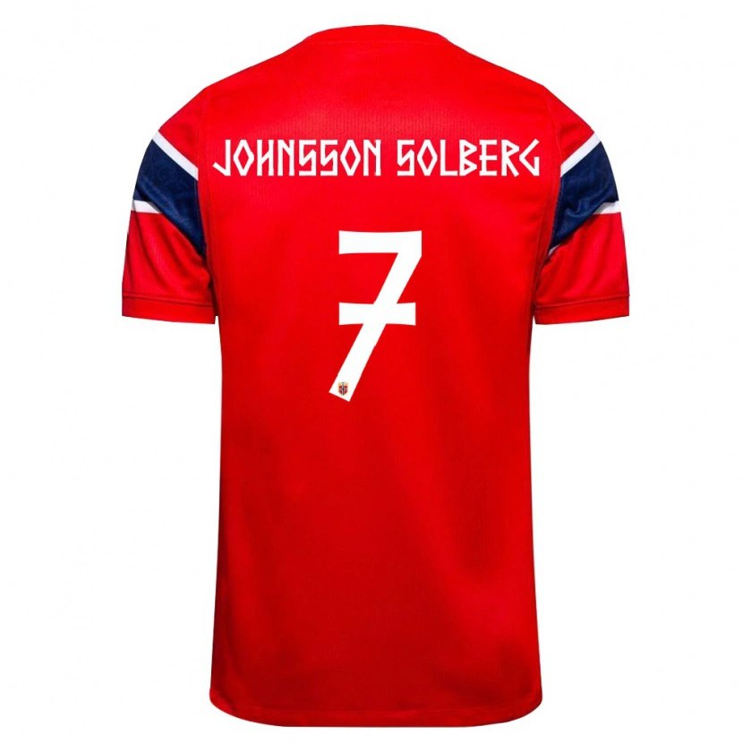 Danxen Mujer Camiseta Noruega Jesper Johnsson Solberg #7 Rojo Marino Blanco 1ª Equipación 26-28 La Camisa