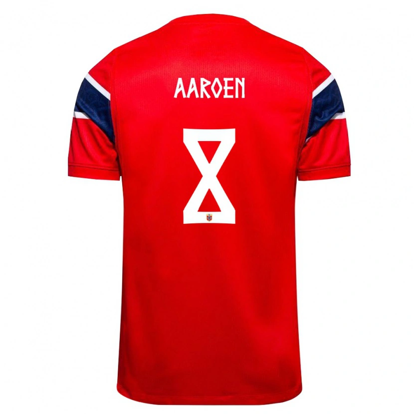 Danxen Mujer Camiseta Noruega Isak Hansen-Aarøen #8 Rojo Marino Blanco 1ª Equipación 26-28 La Camisa