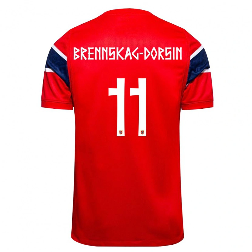 Danxen Mujer Camiseta Noruega Leo Dorsin #11 Rojo Marino Blanco 1ª Equipación 26-28 La Camisa