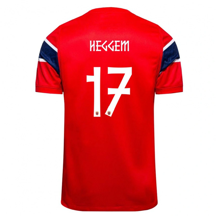 Danxen Mujer Camiseta Noruega Torbjørn Heggem #17 Rojo Marino Blanco 1ª Equipación 26-28 La Camisa