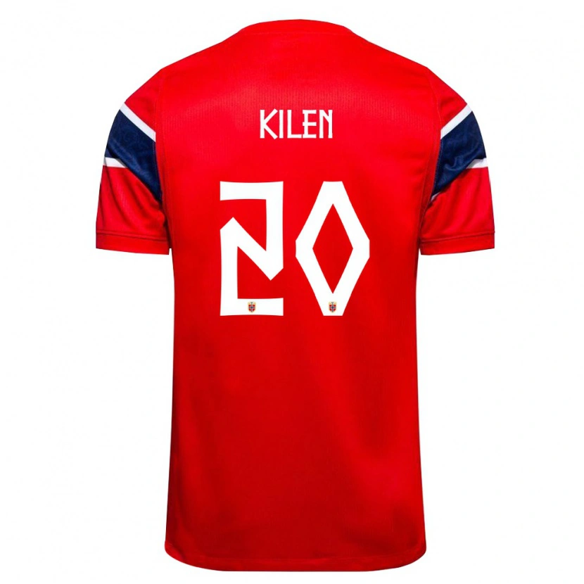 Danxen Mujer Camiseta Noruega Sander Kilen #20 Rojo Marino Blanco 1ª Equipación 26-28 La Camisa