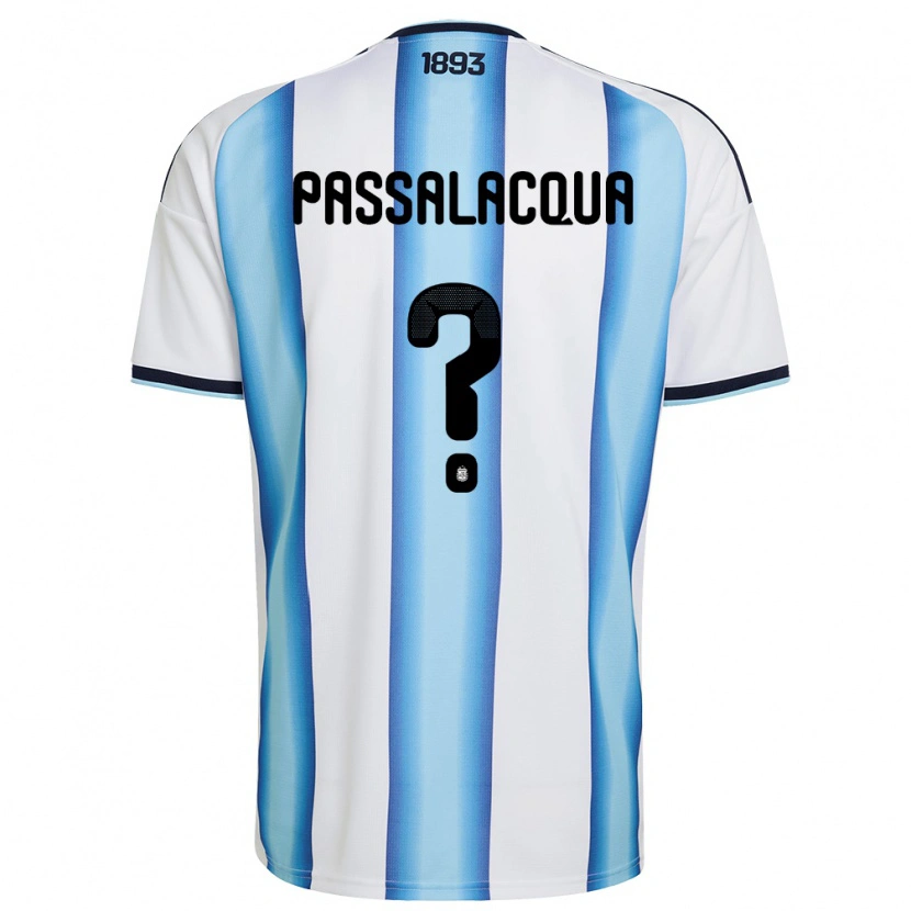 Danxen Mujer Camiseta Argentina Ramiro Passalacqua #0 Blanco Azul Cielo Marino 1ª Equipación 26-28 La Camisa