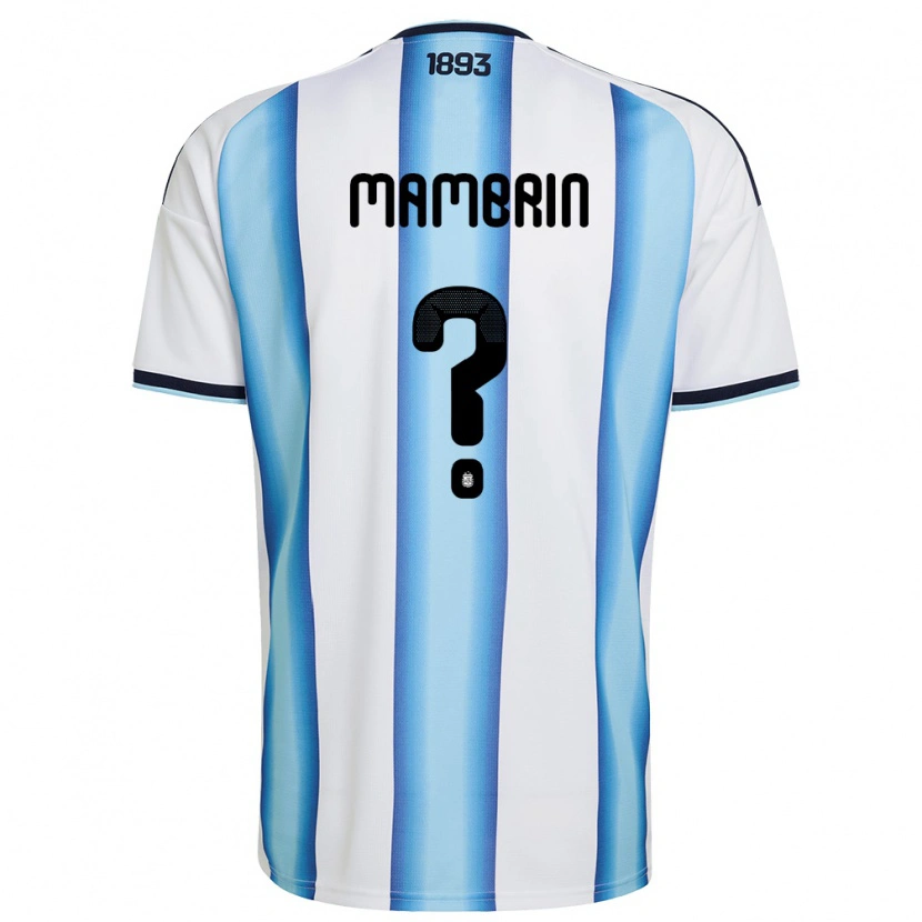 Danxen Mujer Camiseta Argentina Santino Mambrin #0 Blanco Azul Cielo Marino 1ª Equipación 26-28 La Camisa
