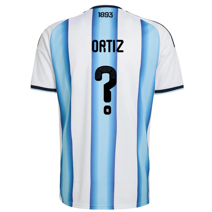 Danxen Mujer Camiseta Argentina Marcos Ortiz #0 Blanco Azul Cielo Marino 1ª Equipación 26-28 La Camisa