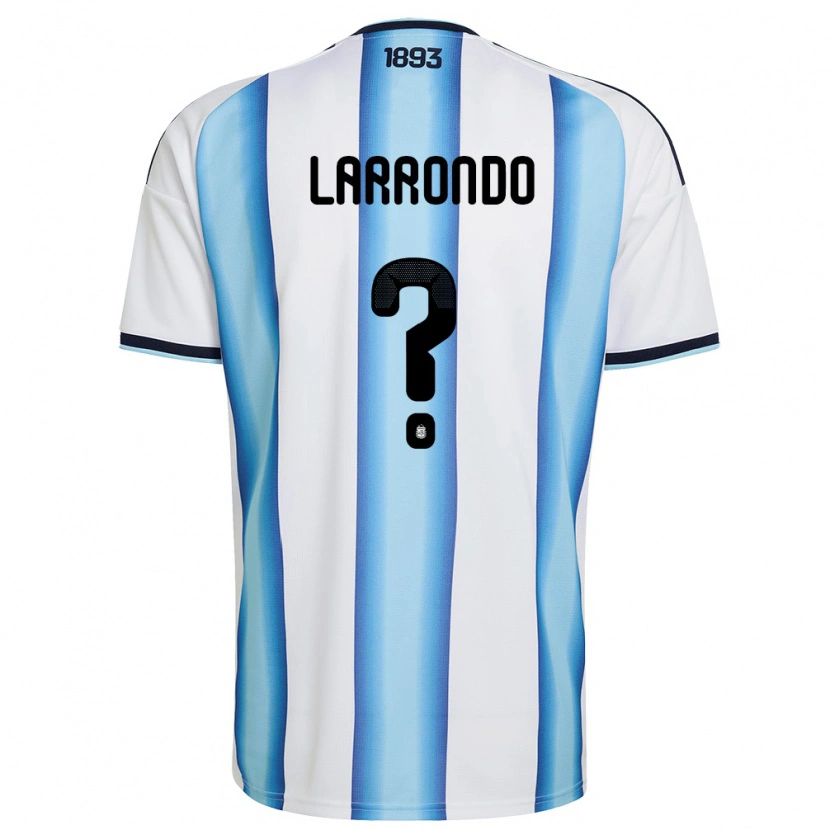 Danxen Mujer Camiseta Argentina Juan Larrondo #0 Blanco Azul Cielo Marino 1ª Equipación 26-28 La Camisa