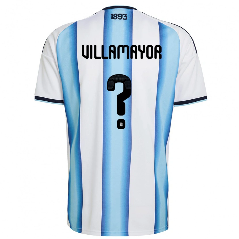 Danxen Mujer Camiseta Argentina Tobias Villamayor #0 Blanco Azul Cielo Marino 1ª Equipación 26-28 La Camisa