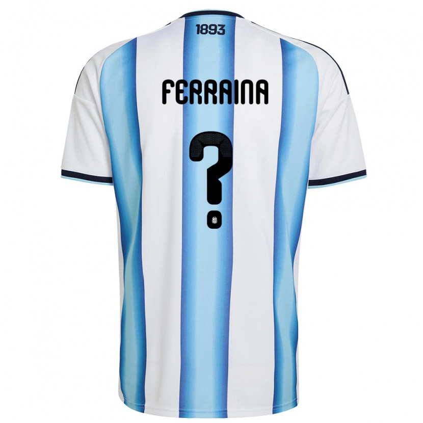 Danxen Mujer Camiseta Argentina Giovanni Ferraina #0 Blanco Azul Cielo Marino 1ª Equipación 26-28 La Camisa