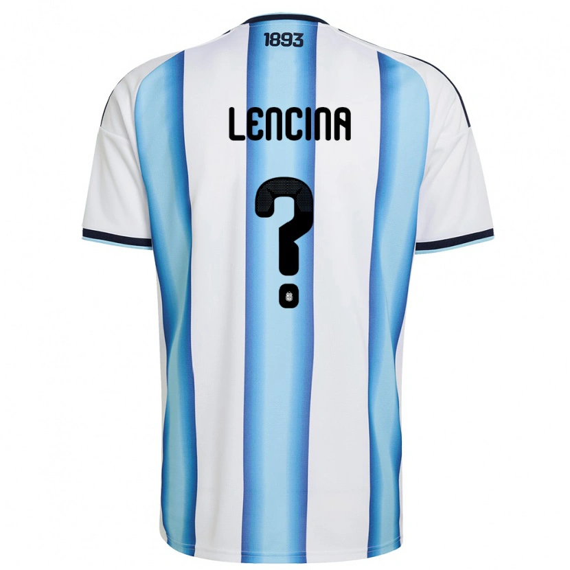 Danxen Mujer Camiseta Argentina Santiago Lencina #0 Blanco Azul Cielo Marino 1ª Equipación 26-28 La Camisa