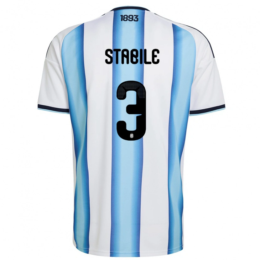 Danxen Mujer Camiseta Argentina Eliana Stabile #3 Blanco Azul Cielo Marino 1ª Equipación 26-28 La Camisa