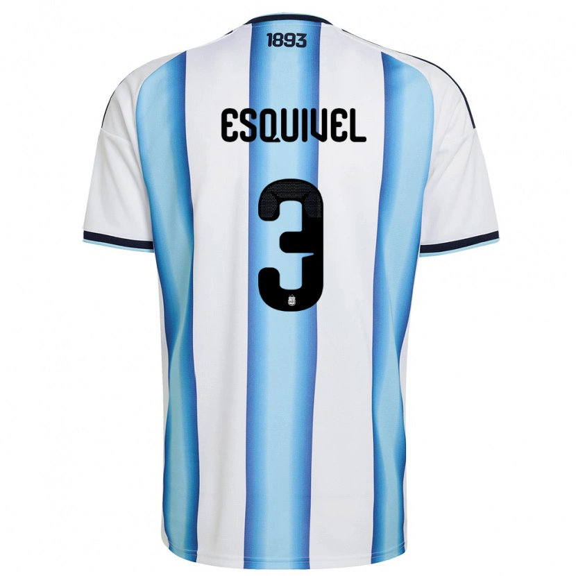 Danxen Mujer Camiseta Argentina Lucas Esquivel #3 Blanco Azul Cielo Marino 1ª Equipación 26-28 La Camisa