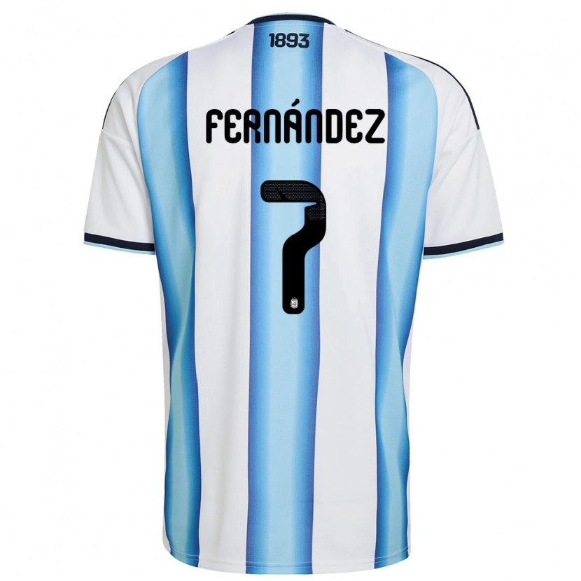 Danxen Mujer Camiseta Argentina Thiago Fernández #7 Blanco Azul Cielo Marino 1ª Equipación 26-28 La Camisa