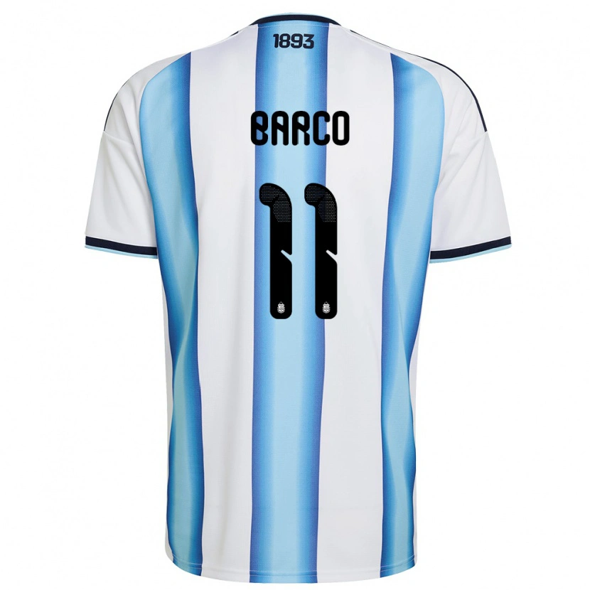Danxen Mujer Camiseta Argentina Ezequiel Barco #11 Blanco Azul Cielo Marino 1ª Equipación 26-28 La Camisa