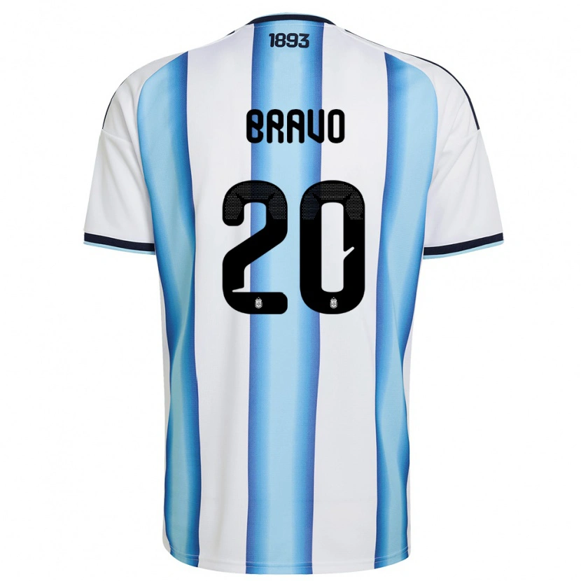 Danxen Mujer Camiseta Argentina Ruth Bravo #20 Blanco Azul Cielo Marino 1ª Equipación 26-28 La Camisa