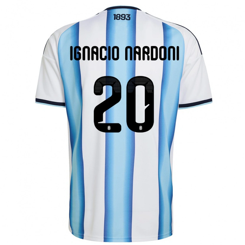 Danxen Mujer Camiseta Argentina Juan Ignacio Nardoni #20 Blanco Azul Cielo Marino 1ª Equipación 26-28 La Camisa