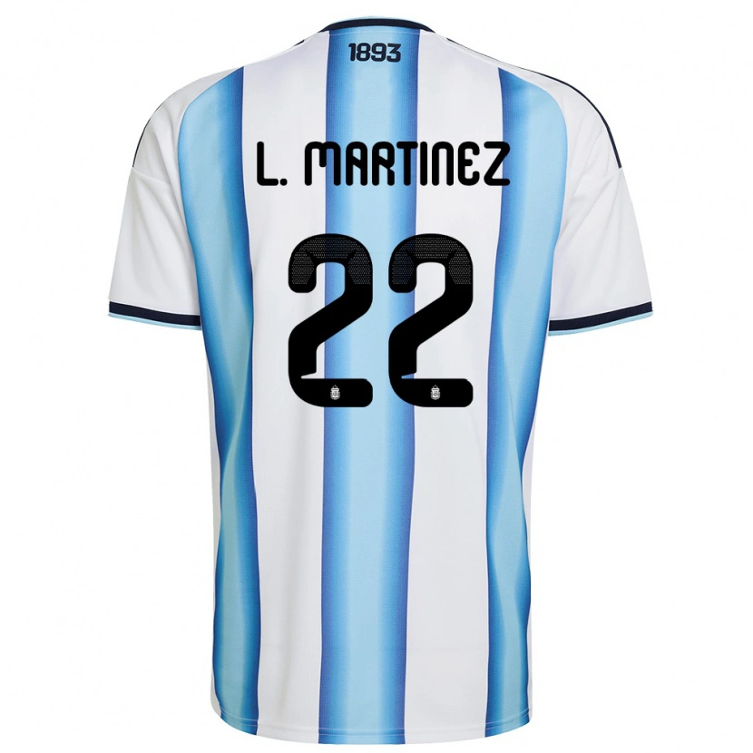 Danxen Mujer Camiseta Argentina Lautaro Martínez #22 Blanco Azul Cielo Marino 1ª Equipación 26-28 La Camisa