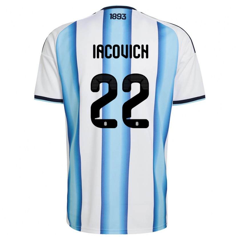 Danxen Mujer Camiseta Argentina Fabricio Iacovich #22 Blanco Azul Cielo Marino 1ª Equipación 26-28 La Camisa