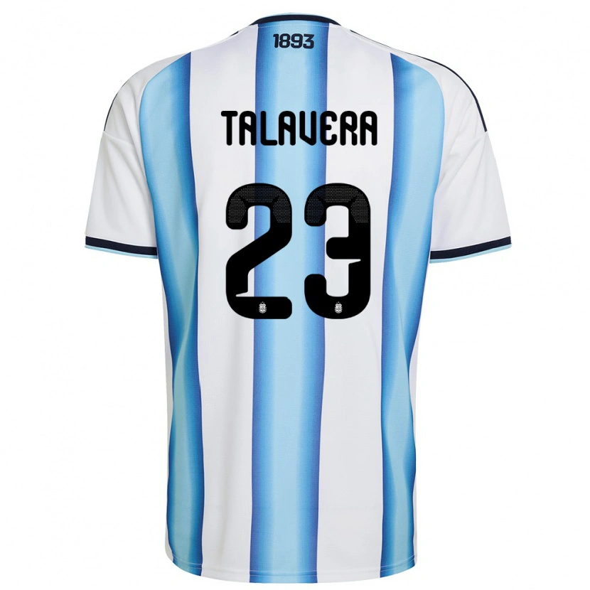 Danxen Mujer Camiseta Argentina Demian Talavera #23 Blanco Azul Cielo Marino 1ª Equipación 26-28 La Camisa