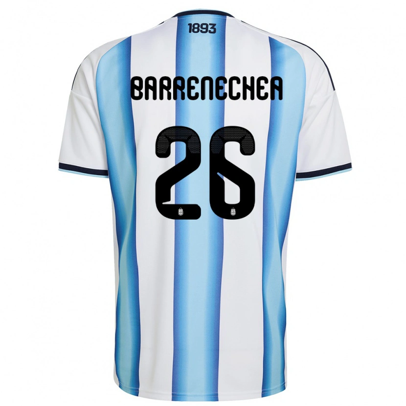 Danxen Mujer Camiseta Argentina Enzo Barrenechea #26 Blanco Azul Cielo Marino 1ª Equipación 26-28 La Camisa