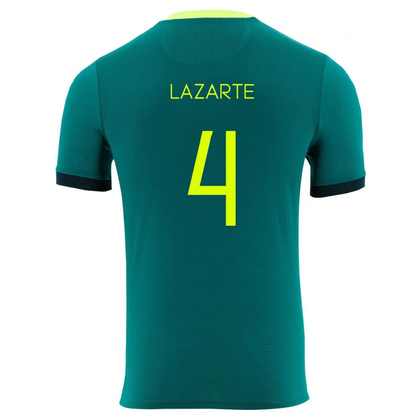 Danxen Mujer Camiseta Bolivia Julio Lazarte #4 Verde Amarillo Negro 1ª Equipación 26-28 La Camisa