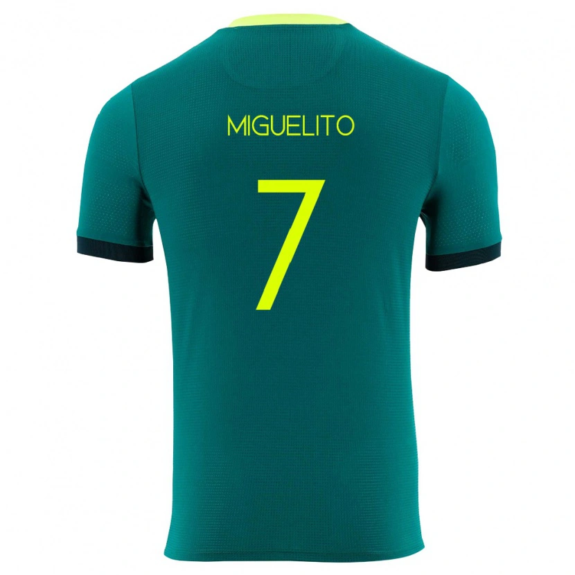 Danxen Mujer Camiseta Bolivia Miguelito #7 Verde Amarillo Negro 1ª Equipación 26-28 La Camisa