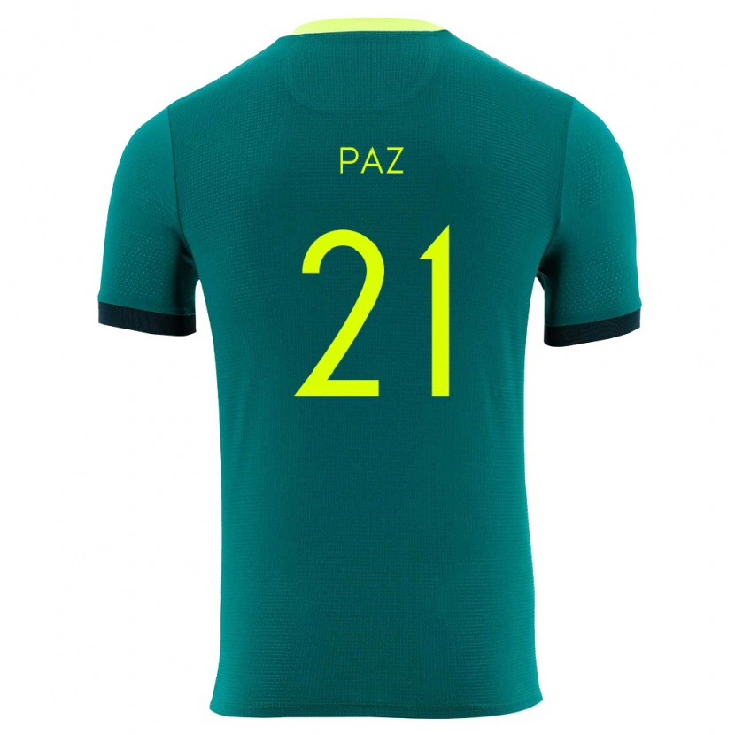 Danxen Mujer Camiseta Bolivia Luis Paz #21 Verde Amarillo Negro 1ª Equipación 26-28 La Camisa
