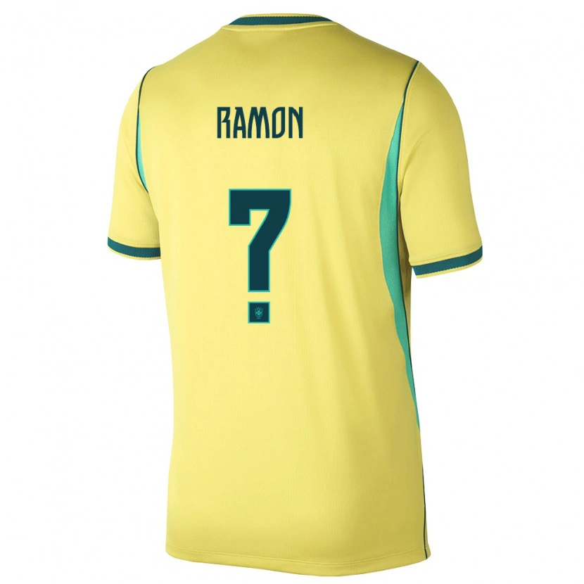Danxen Mujer Camiseta Brasil Vitor Ramon #0 Amarillo Verde 1ª Equipación 26-28 La Camisa