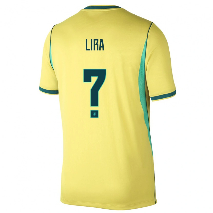 Danxen Mujer Camiseta Brasil Vinicius Lira #0 Amarillo Verde 1ª Equipación 26-28 La Camisa