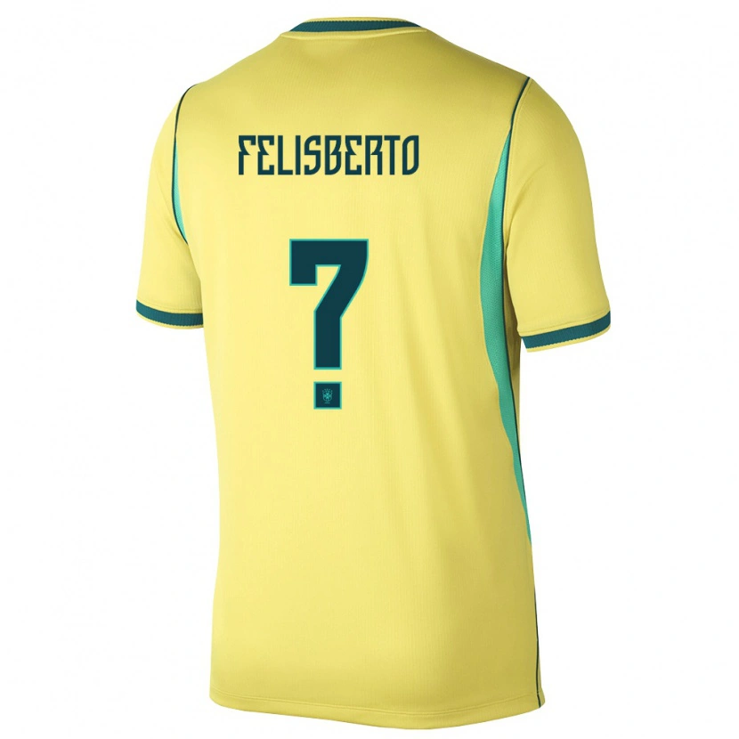Danxen Mujer Camiseta Brasil Igor Felisberto #0 Amarillo Verde 1ª Equipación 26-28 La Camisa
