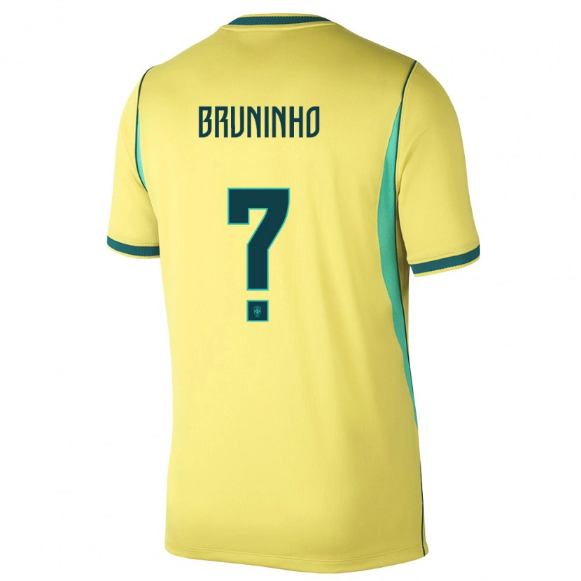 Danxen Mujer Camiseta Brasil Bruninho #0 Amarillo Verde 1ª Equipación 26-28 La Camisa