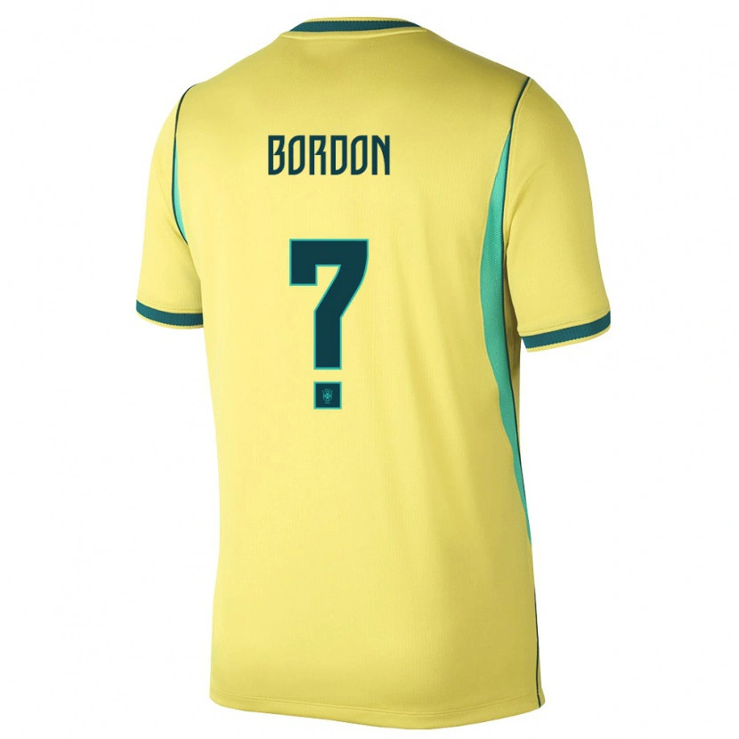 Danxen Mujer Camiseta Brasil Filipe Bordon #0 Amarillo Verde 1ª Equipación 26-28 La Camisa