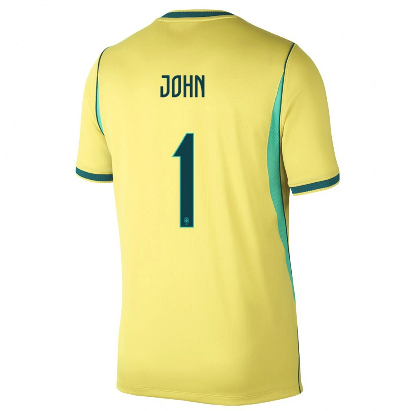 Danxen Mujer Camiseta Brasil John Victor #1 Amarillo Verde 1ª Equipación 26-28 La Camisa