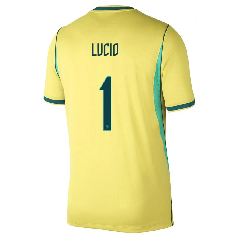 Danxen Mujer Camiseta Brasil João Lucio #1 Amarillo Verde 1ª Equipación 26-28 La Camisa